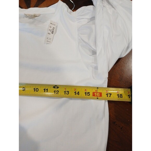 Madewell NWT White Size Small   Puff Sleeve Knit Top NV971 Mixed Media MSRP $52 - Picture 10 of 12